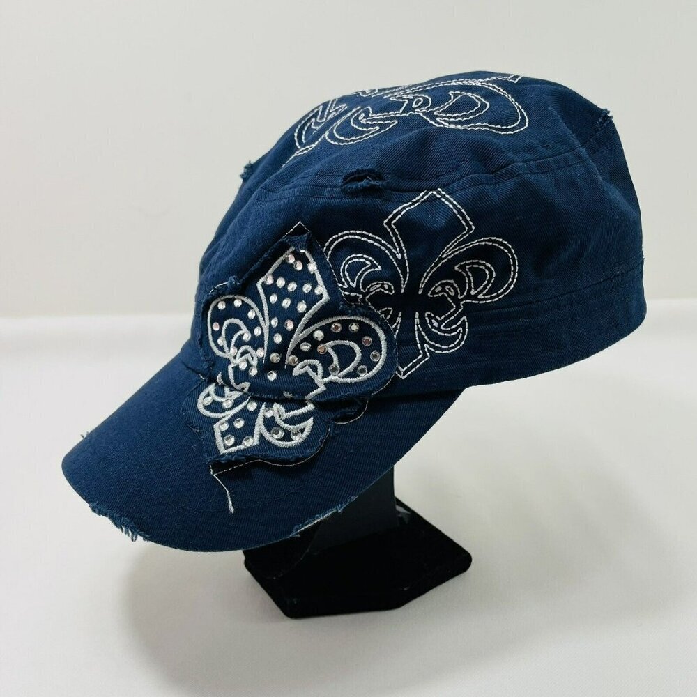 Pit Bull Fleur De Lis Baseball Cap Trucker Hat Embroidery Patch Bling French Y2K
